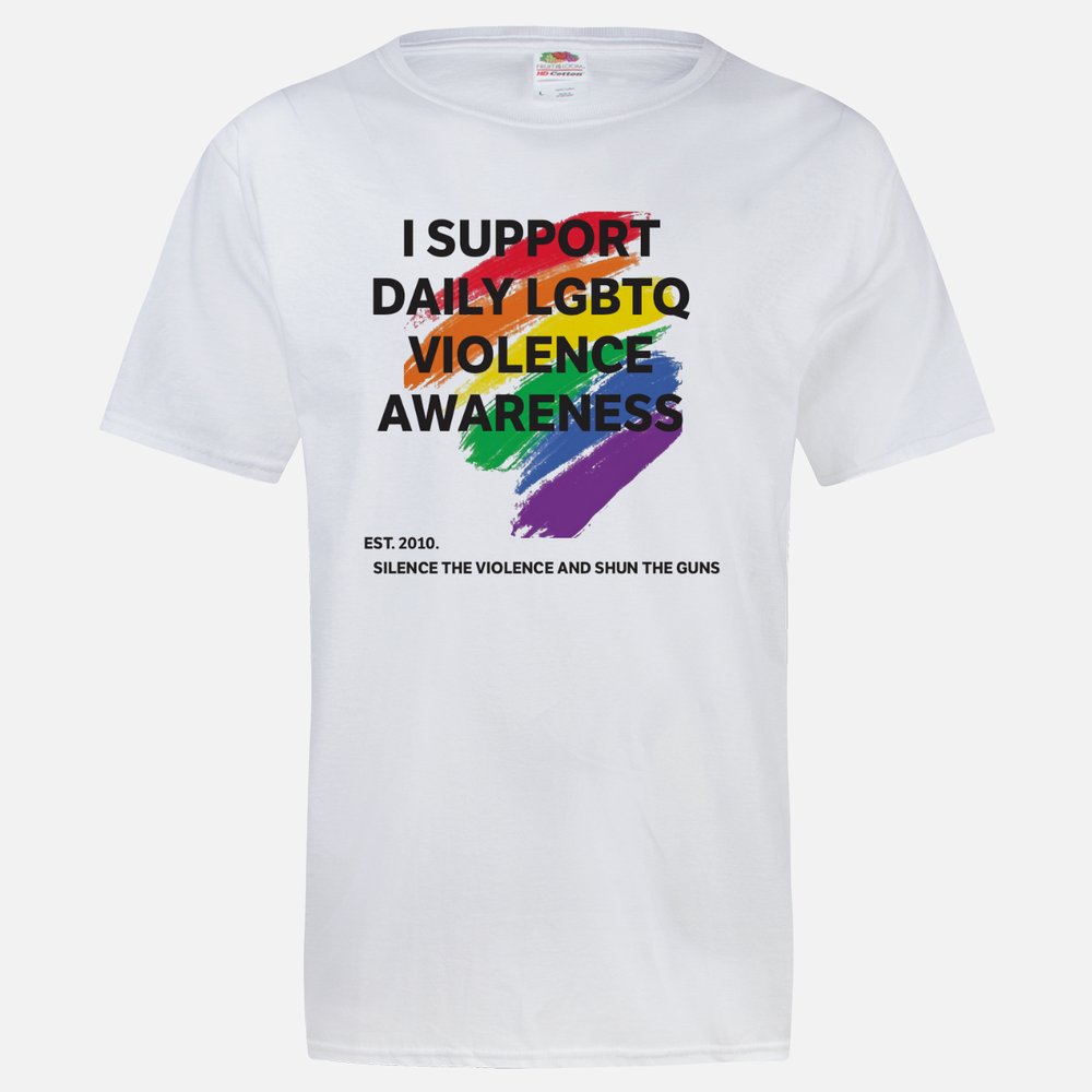 THE I SUPPORT DAILY LGBTQ VIOLENCE AWARENESS T-SHIRT