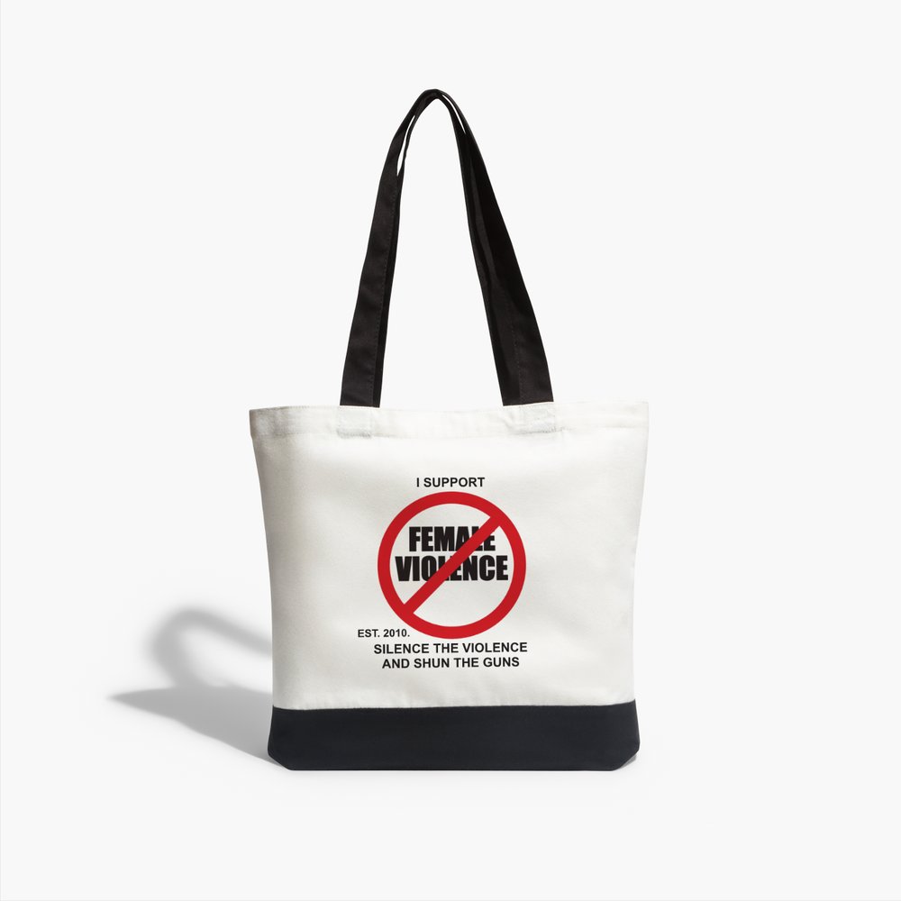 THE ANTI-VIOLENCE AGAINST FEMALES TWO TONE TOTE BAG