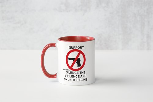 COFFEE MUG AND COASTER SET - SILENCE THE VIOLENCE AND SHUN THE GUNS