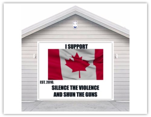 THE SILENCE THE VIOLENCE AND SHUN THE GUNS GARAGE DOOR COVER