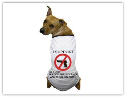 THE SILENCE THE VIOLENCE AND SHUN THE GUNS T-SHIRT FOR DOGS