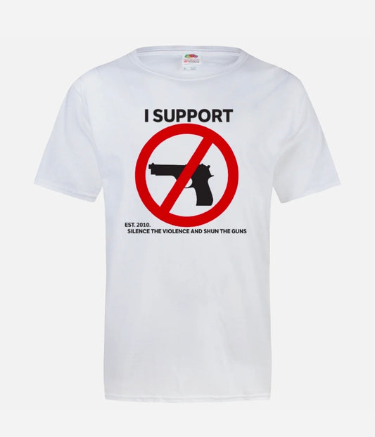 THE SILENCE THE VIOLENCE AND SHUN THE GUNS T-SHIRT